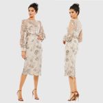 Mac Duggal
Beige Embellished High Neck Illusion Long Sleeve Midi Dress Size 12 Photo 0