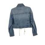 BLANKNYC Denim Jacket Crop Light Wash Drawstring Accents‎ Womens Blue Size M Photo 4