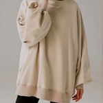 LIT Active Whisper Oversized Turtleneck Sweatshirt Cream pullover mockneck beige Tan Size L Photo 0
