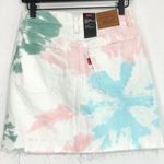 Levi's New  Pastel Tie Dye Denim Raw Hem Jean Skirt White Multicolor Photo 5
