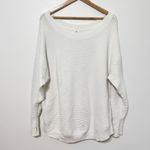 Aerie OFFLINE by  Home Stretch Sweater Size Large White Boatneck Off The Shoulder Photo 1