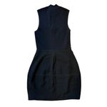 Halston Heritage $325  4 Stretch Knit Midi Dress Mock Neck Sleeveless Black Funky Photo 1