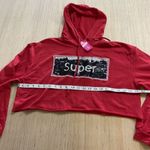 A'Gaci A’GACI Long Sleeve Red Super Sassy Cropped Sweatshirt Top Womens Small New Photo 1