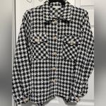 HYFVE Black White Houndstooth Tweed Jacket Pearl Buttons Preppy M Quiet Luxury Photo 1