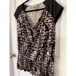 Calvin Klein Women XL Black Brown Animal Print Cowl Neck Tunic Top Photo 1