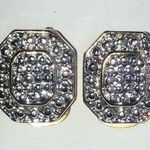 Vintage Two Tone Silver Tone & Gold Tone Retro Clip On Earrings Photo 0