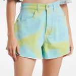 We Wore What  Flare Bell Short, size 26, NWT, Yellow/Green tie dye Photo 0