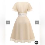 Elegant Cream Midi Dress White Size 4 Photo 1