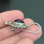 Vintage Handcrafted SU 925 Sterling Silver Amethyst Oval Cabochon Drop Earrings Purple Photo 7