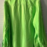 American Living L Long Sleeve Shirt Button Lime Green Linen Utility Bright Work Photo 2