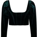 ZARA NWT Women's S Green Velvet Corset Top Long Sleeve Evening Night Out Dinner Photo 7