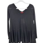 Chelsea and Violet C&V  Peplum Top Size XS Black Knit Ribbed Long Sleeve New Photo 0