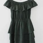 SIR The Label / Revolve Stefi Linen Off Shoulder Ruffle Mini Dress in Dark Olive Photo 6