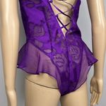 Victoria's Secret Vintage Victoria’s Secret Gold Label Teddy Sheer Purple Ruffle Size Small Sexy Photo 8
