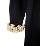 Oscar de la Renta  Black Wool Long Coat Cream hand crocheted and beaded Trim M Photo 3
