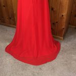 A line red haltered keyhole beaded ruched chiffon prom dress with slit XS/2 Size undefined Photo 11