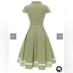 RETRO STAGE GREEN 1940S LACE PLAID COTTON PATCHWORK DRESS White Photo 2