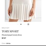 Tory Burch  Tory Sport Pleated piqué tennis dress white navy green Large Golf Photo 2