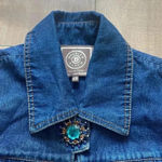 Double D Ranch Faux Fur & Jewel Denim Jacket Sz XS Blue Photo 1