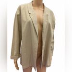 Active USA Lightweight Linen Blend Open Front Roll Sleeve Blazer Womens Large Photo 3