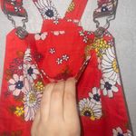 Modcloth New Candy Red Floral Dazed Summer Days Cotton Shortalls 6 Photo 6