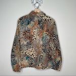 Vintage Life Style Paisley Animal Print Beaded Women's Jacket Large L Tan Photo 3