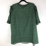 Bloomchic  Polka Dot V Neck Ruffle Trim Blouse Short Sleeve Green 26 Photo 3
