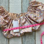 ZARA Printed Satin Effect Puff-Sleeve Off-The-Shoulder Crop Top Women’s Medium Photo 6