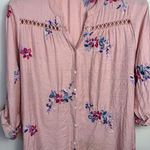 Anthropologie‎ Kindred Top 2x Embroidered Floral Pink Coquette Boho Feminine Size XXL Photo 0