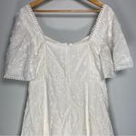 Showpo White Eyelet Lace Mini Dress Square Neck Floral Coastal Bridal Size 12 Photo 7