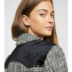 Free People  Black and White Houndstooth Rodeo Blazer Size Small Jacket Photo 2