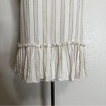 Japna  Cream Tan Silver Metallic Striped Ruffle Hem Tank Top, Sz Small Photo 2