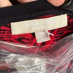 Joan Vass New York Sweater Tunic Size XL Black Red Jacquard Asymmetrical Hem Photo 4
