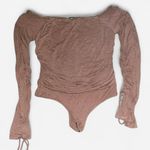 FashioNova Brown Ruched Off-Shoulder Bodysuit-  Photo 0