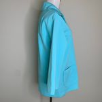 Koko Knits Vintage 70s Aqua Polyester Blazer Zip Closure Sz Medium Blue Photo 3