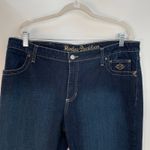 Harley Davidson Women's Dark Wash Denim Embellished Pockets Bootcut Jeans Sz 14 Blue Photo 6