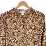 Rachel Parcell Rachel Parnell Tan Brown Leopard Print Ruffle Long Sleeve Blouse Top Extra Small Photo 3