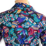 Vintage Cheryl Tiegs Shirt Colorful Blue Southwest Novelty Print Button Up Black Size 12 Photo 4