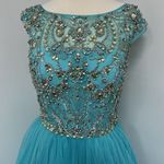 Sherri Hill  Prom Dress Turquoise Blue Beaded Altered Size 10 Photo 1