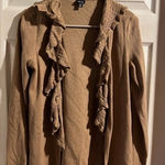 Rafaella  NWT Ruffle Front Open Cardigan Chestnut Heather Size Women’s Small‎ Photo 0