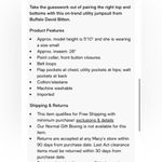 Buffalo David Bitton  Braveheart utility jumpsuit NWT‎ small Photo 9