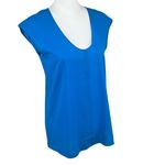 J. Crew Oversized Blue Cap Sleeve Shirttail V Photo 7