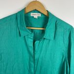 Coldwater Creek Womens 100% Linen Button Down Shirt in Teal Sz L Lightweight Photo 2