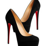 Christian Louboutin - Bianca 140 Black Suede Platform Pumps Sz 40.5 Photo 0