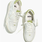 Madewell  MWL‎ Court Low-Top Sneakers in White and Green Women's Size 9M School Photo 0
