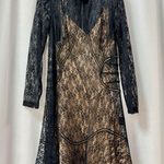 Alexander Wang $890 Lace 3/4 Sleeve Mini Dress with Slip Dress Black Womens US 4 Photo 4