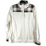 Crown & Ivy  women's ivory fleece pullover - holiday plaid trim - Size XXL Photo 0