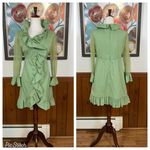 Adorable Vintage 1970s Green Ruffle Mini Dress! Size 14 Photo 1
