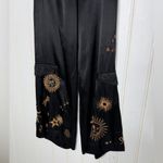 Johnny Was Estrella Black and Gold Wide-Leg Cargo Pants Sz Small Photo 2