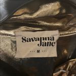 Savanna Jane Metallic Gold Button Down Shirt Size M Photo 1
